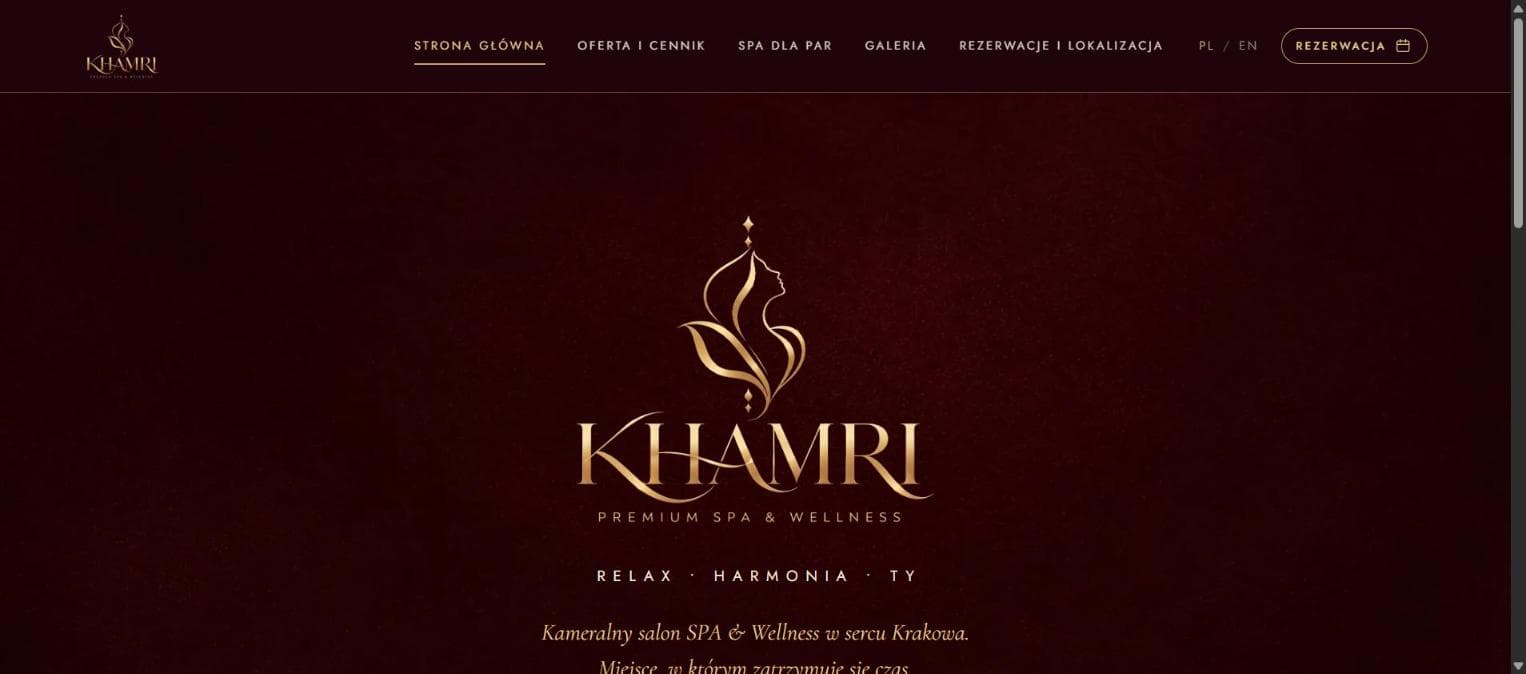 Zrzut ekranu strony KHAMRI Premium SPA & Wellness
