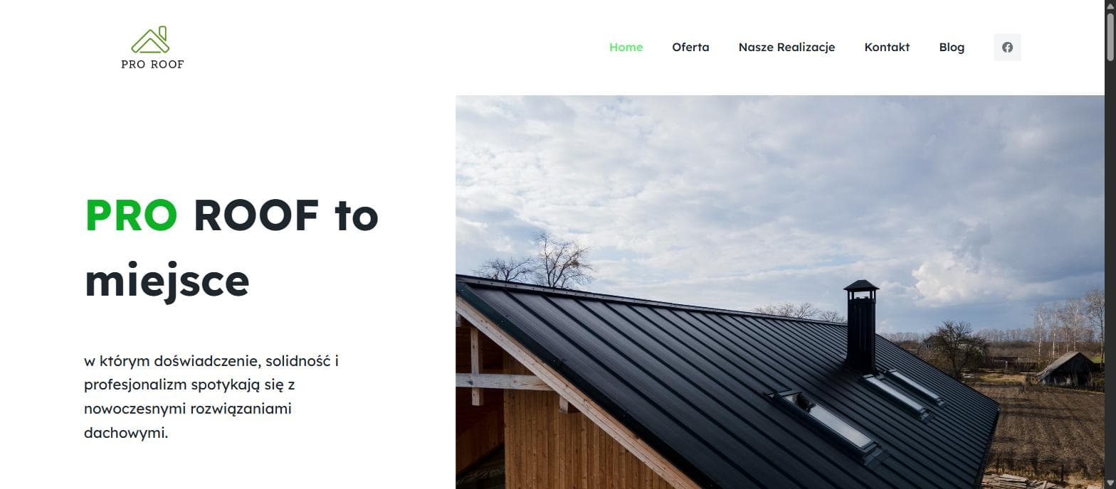 Zrzut ekranu strony Pro Roof